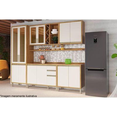Armário De Geladeira P- Cozinha Tempranillo C- 2 Portas 80cm Amendoa-off White - Ronipa