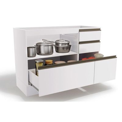 Gabinete De Cozinha Modulado Balcão Maxxi G746 Com 1 Porta E 4 Gavetas Sem Tampo 120cm Canela - Kappesberg