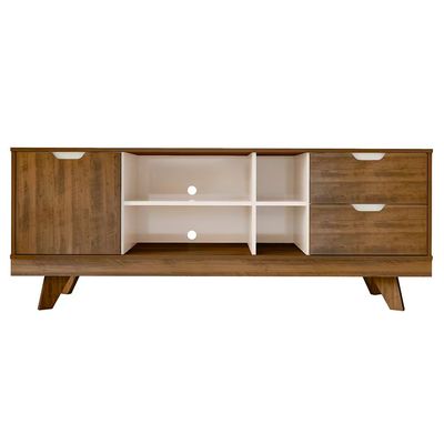 Rack Michigan Artely com 2 Gavetas e 4 Nichos para Tvs de até 65 Polegadas Pinho com Off White
