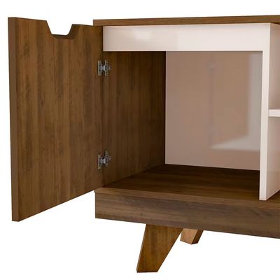 Rack Michigan Artely com 2 Gavetas e 4 Nichos para Tvs de até 65 Polegadas Pinho com Off White