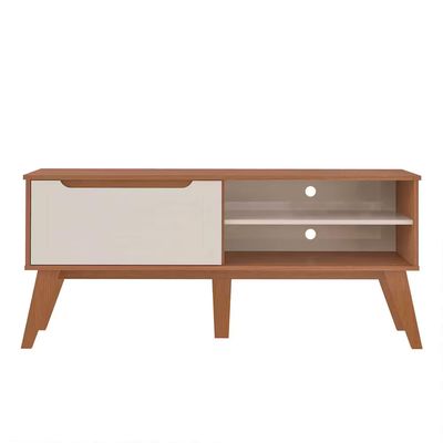 Rack Artely Lotus com 1 Porta e 2 Nichos 134cm de Largura Ideal para TV de até 60 Polegadas Bege e Branco