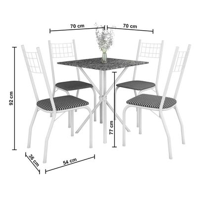 O Conjunto de Mesa Quadrada Brisa com 4 Cadeiras Estofadas Fabone Branco