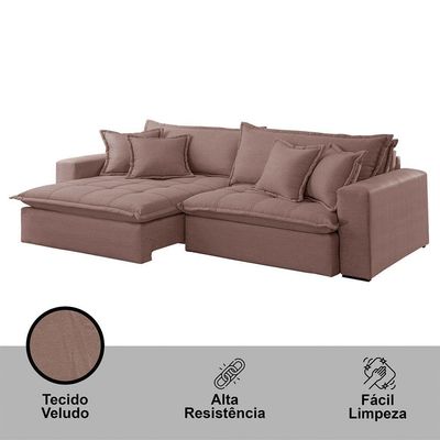 Sofá Zen Veludo 02 Módulos 100 Cm B15 Meu Sofá Online B276 Veludo Rosa