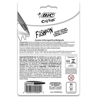 Canetas Coloridas Bic Cristal Fashion 10 Cores Vibrantes Ponta Esferográfica