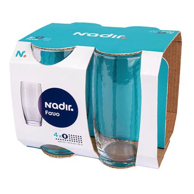 Conjunto de Copos Nadir Favo 430 ml 4 Peças Transparente