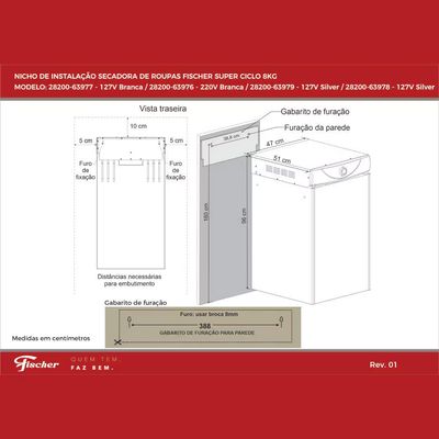 Secadora de Parede Fischer 8 kg Super Ciclo com Timer contínuo Branco / 220V