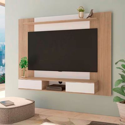 Painel Artely Nevada com 2 Portas e 3 Nichos 176cm de Largura Ideal para TV de até 75 Polegadas Carvalho com Off White
