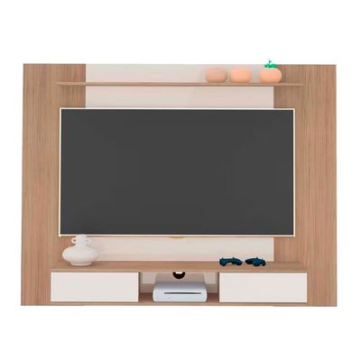 Painel Artely Nevada com 2 Portas e 3 Nichos 176cm de Largura Ideal para TV de até 75 Polegadas Carvalho com Off White