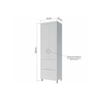 Módulo Cozinha Nesher Marquesa Paneleiro c/ 2 Portas e 2 Gavetas 70cm Branca - Nesher
