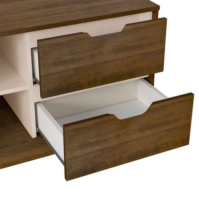 Rack Michigan Artely com 2 Gavetas e 4 Nichos para Tvs de até 65 Polegadas Pinho com Off White