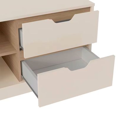 Rack Michigan Artely com 2 Gavetas e 4 Nichos para Tvs de até 65 Polegadas Off White/Carvalho