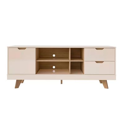 Rack Michigan Artely com 2 Gavetas e 4 Nichos para Tvs de até 65 Polegadas Off White/Carvalho
