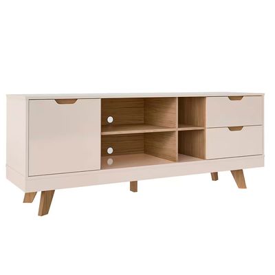 Rack Michigan Artely com 2 Gavetas e 4 Nichos para Tvs de até 65 Polegadas Off White/Carvalho
