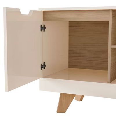 Rack Michigan Artely com 2 Gavetas e 4 Nichos para Tvs de até 65 Polegadas Off White/Carvalho