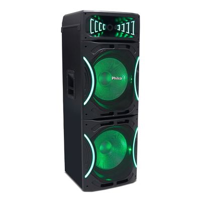 Torre de Som Amplificada Philco PCX3500 com Bluetooth, Rádio FM, Função Ex Bass e Flash Light - 3500W Preto / Bivolt