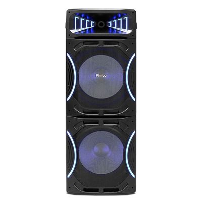 Torre de Som Amplificada Philco PCX3500 com Bluetooth, Rádio FM, Função Ex Bass e Flash Light - 3500W Preto / Bivolt