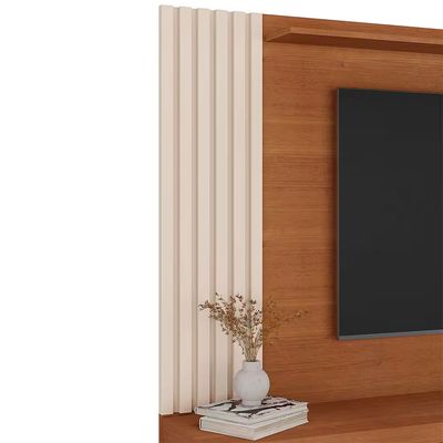 Painel Presence Artely com 1 Prateleira para Tvs de até 75 Polegadas Bege com Marrom