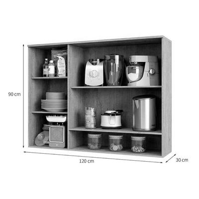 Módulo Cozinha Ronipa Nápoli Prime Armário C- 3 Portas ( 2 C- Vidro Reflecta) 120cm Amendoa-off White-ronipa