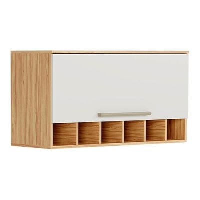 Armário De Geladeira P- Cozinha Nápoli Prime Adeira Adega C- 1 Porta Basculante 80cm Amendoa-off White - Ronipa