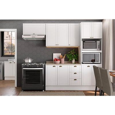 Balcão De Cozinha C- Tampo Bella 2608 C- 2 Portas E 3 Gavetas 120cm Branco - Carraro