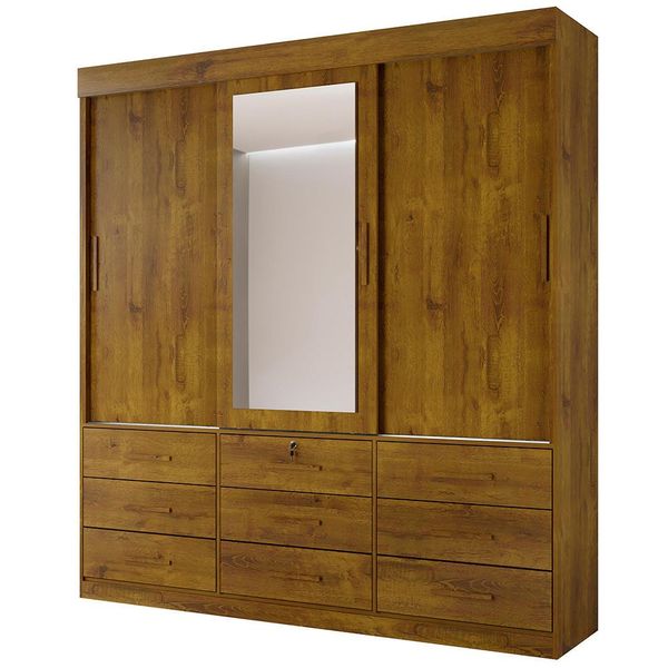 Armário Benetil Vision 100 MDF com 3 Portas, 9 Gavetas, 7 Prateleiras Rovere Rústico