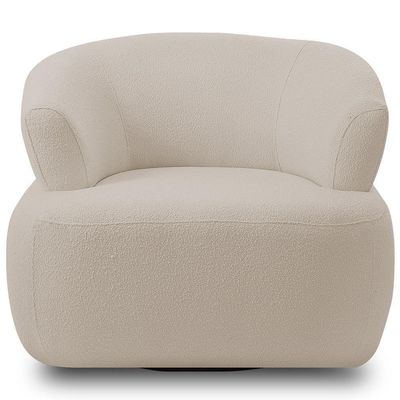 Kit 02 Poltronas Giratória Orgânica Para Sala Living Florea M05 Bouclê Creme - Lyam Decor