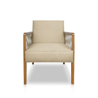 Poltrona Decorativa Haia Linho Com Base Madeira Maciça SSX Multicoisas Dourado