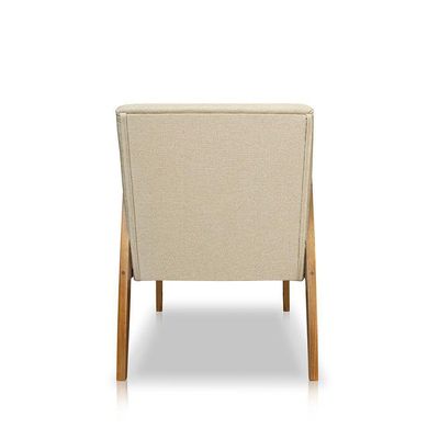 Poltrona Decorativa Haia Linho Com Base Madeira Maciça SSX Multicoisas Dourado