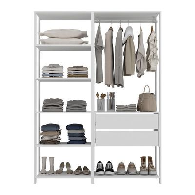 Guarda-roupas Closet Modulado 135cm 2 Peças Com 2 Gavetas E Cabideiro Multimóveis Mp4320 - Branco Branco