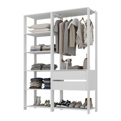 Guarda-roupas Closet Modulado 135cm 2 Peças Com 2 Gavetas E Cabideiro Multimóveis Mp4320 - Branco Branco