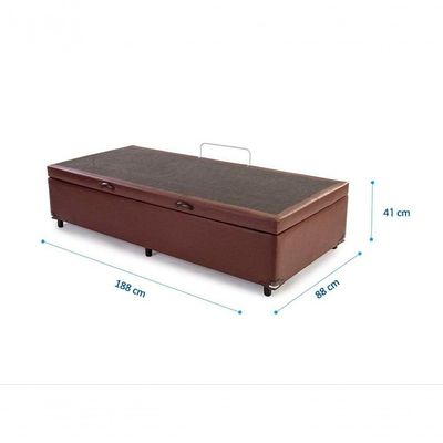 Cama Box Baú Solteiro 88 Tecido Marrom Com Colchão Alegro Bello Box D28 Cinza 58x88x188