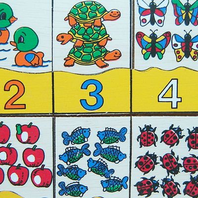 Numerais e Quantidades em Madeira - Multicolorido - Dicá