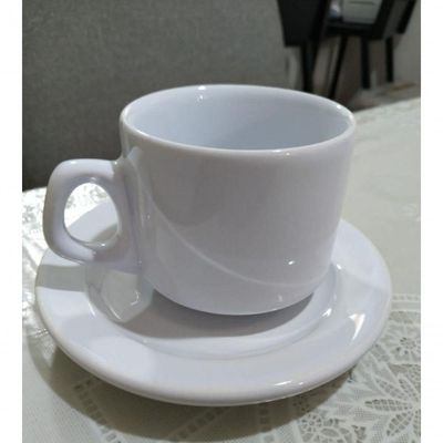 Kit 24 Xicaras Cha Branca S/pires Empilhavel 200ml Porcelart