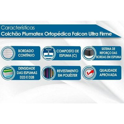 Cama Box Baú Queen: Colchão Ortopédico Plumatex Falcon Ultra Firme + Base CRC Suede Black (158x198)
