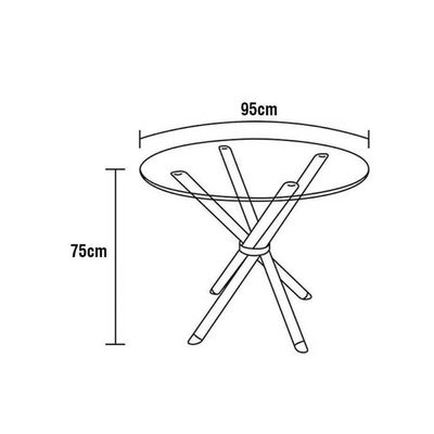 Sala de Jantar Completa Volga c/ Tampo de Vidro 95cm e 4 Cadeiras Portugal Cromada - Bege - Kappesberg
