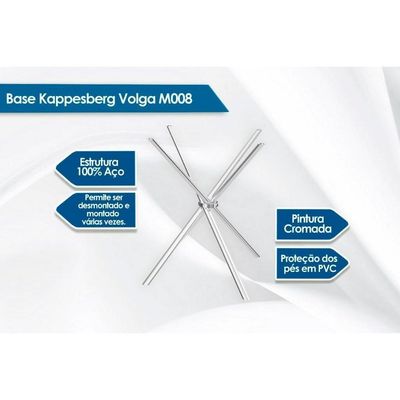 Sala de Jantar Completa Volga c/ Tampo de Vidro 95cm e 4 Cadeiras Portugal Cromada - Bege - Kappesberg