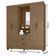 Guarda Roupa Solteiro 4 Portas Carvalho Oak Com Espelho