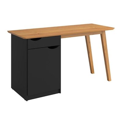 Escrivaninha Com Porta Viana Preto Acetinado Cinamomo