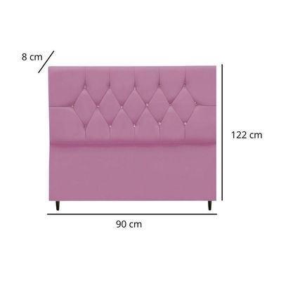 Cabeceira Solteiro Cama Box Estofada 90 Cm Suede Marrocos rosa