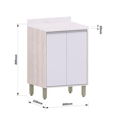 Balcão De Cozinha Com Tampo 60 Cm 2 Portas Art Luciane Móveis