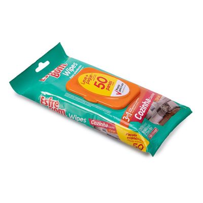 Pano Umedecido Wipes Cozinha Esfrebom Pacote Com 50Un