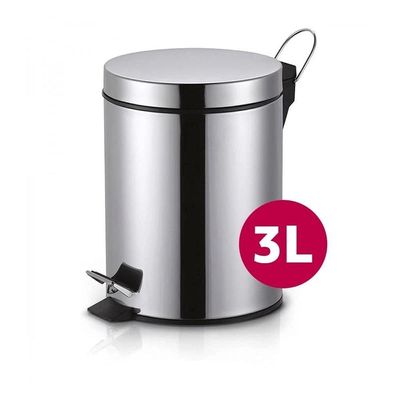 Lixeira Inox 3 Litros Pedal Cesto Lixo Removivel Prateado Banheiro Cozinha Multiuso 3l Luxo Vintage