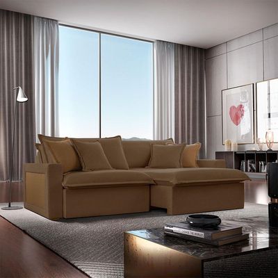 Sofá Dallas Veludo Dois Módulos De 120cm B15 Meu Sofá Online B016 Veludo Marrom