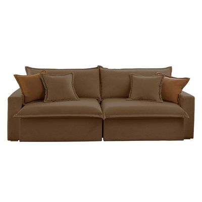 Sofá Dallas Veludo Dois Módulos De 120cm B15 Meu Sofá Online B016 Veludo Marrom