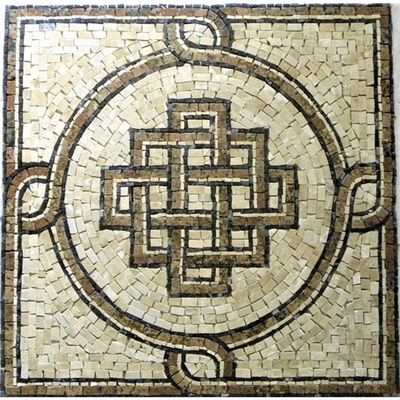 Piso Em Mosaico Romano Nó De Salomão Com Quatro Lados Tamanho 90cm