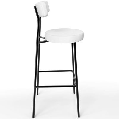 Kit 06 Banquetas Altas Bar Cozinha Sala De Jantar Estrutura Em Aço Milão L02 Facto Branco - Lyam Decor