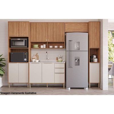Gabinete de Cozinha Modulado Balcão Esplêndida c/ 3 Portas e 2 Gavetas s/Tampo 120cm Freijo/Off White - MGM