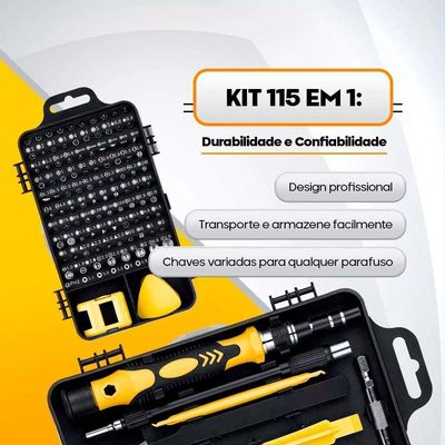 Kit Ferramentas 115 Peças Jogo Mini Chaves Precisão Multiuso Celular Notebook Tablet Bom-3114