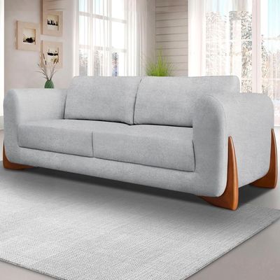 Sofa Jolie 3 Lugares 230cm Pes Boomerang Linho Boucle 3302 Ezz 3302