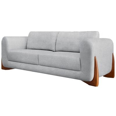 Sofa Jolie 3 Lugares 230cm Pes Boomerang Linho Boucle 3302 Ezz 3302